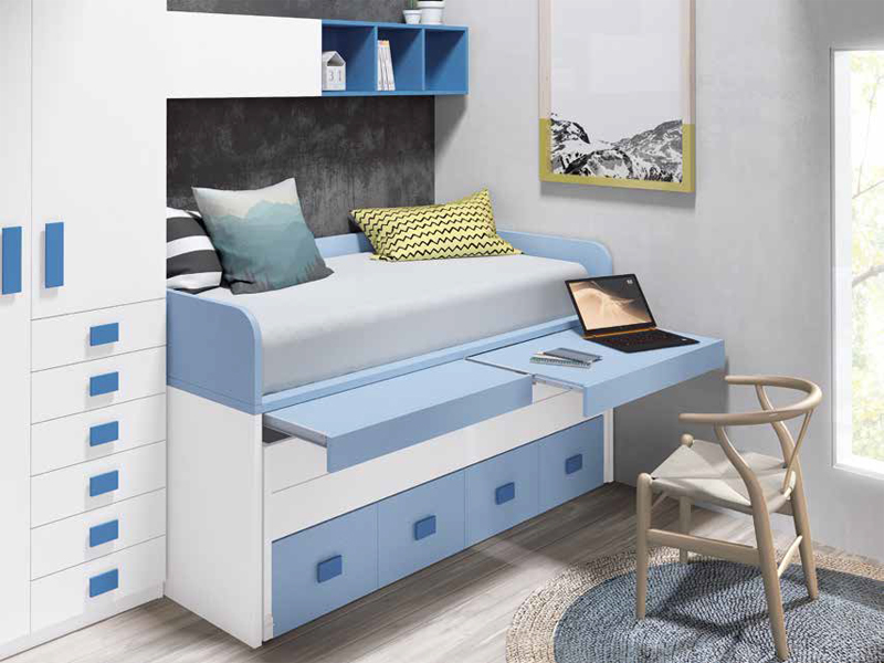 Cama Compacta Con Escritorio Extraible juvenil con cama con escritorio extraible